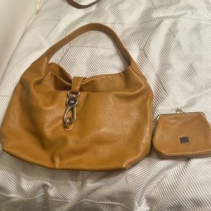 Rooney and Bourke saddle leather shoulder  handbag with leather purse